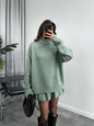 Autumn New Solid Color Round Neck Loose Top Simple All-matching Skirt Suit