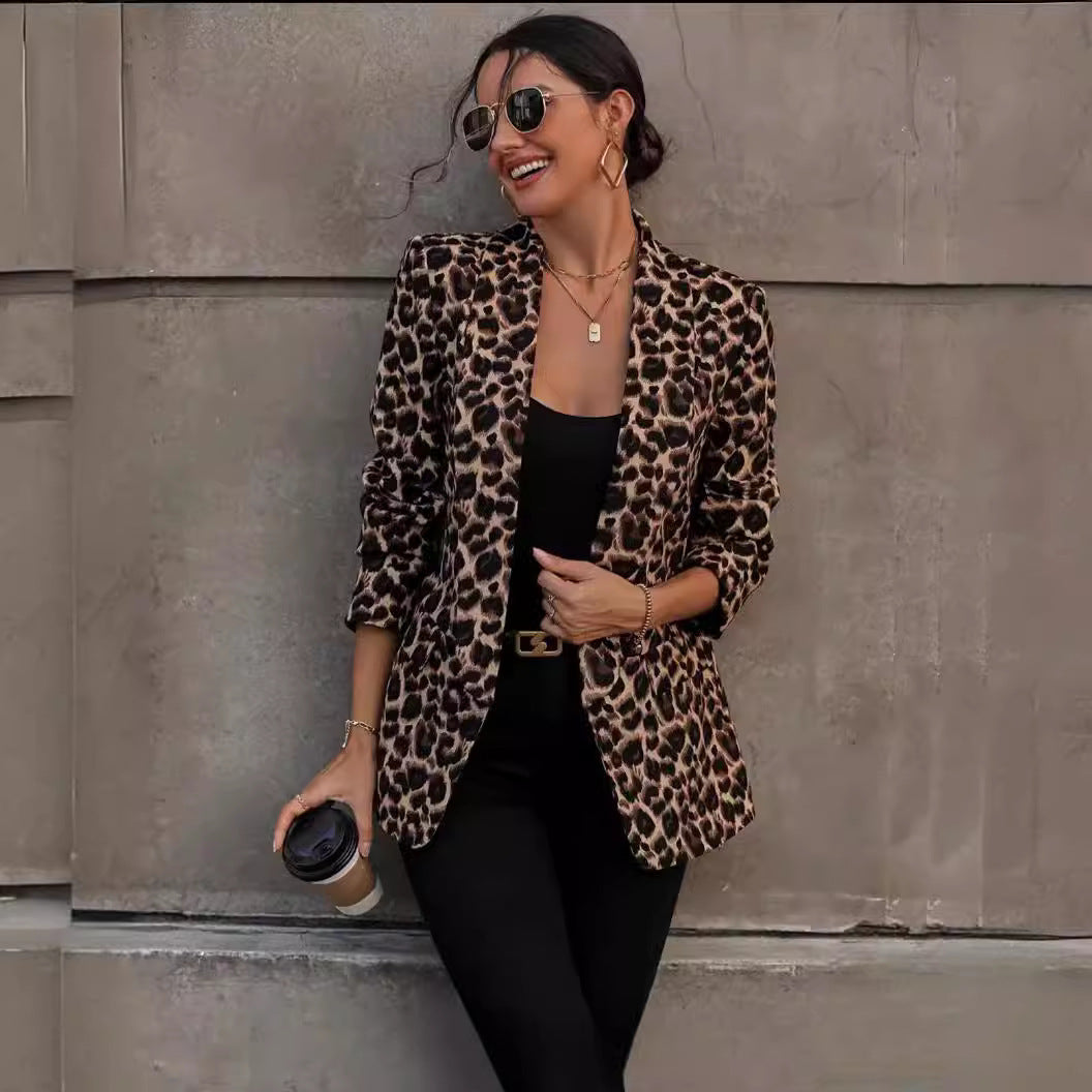 Leopard Print Suit Coat Top Ins