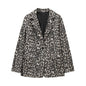 Women's Fashion Slim Long Sleeve Leopard Print Coat