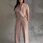 Women's Zipper Jacket Wide Leg Pants Two-piece Set