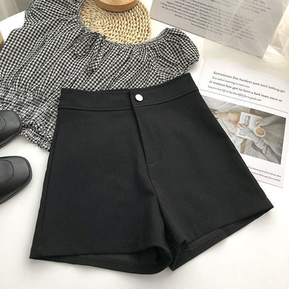 Elegant Tweed Loose High Waist Wide Leg Shorts For Women