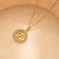 Stainless Steel Round Diamond English Letter Pendant Necklace