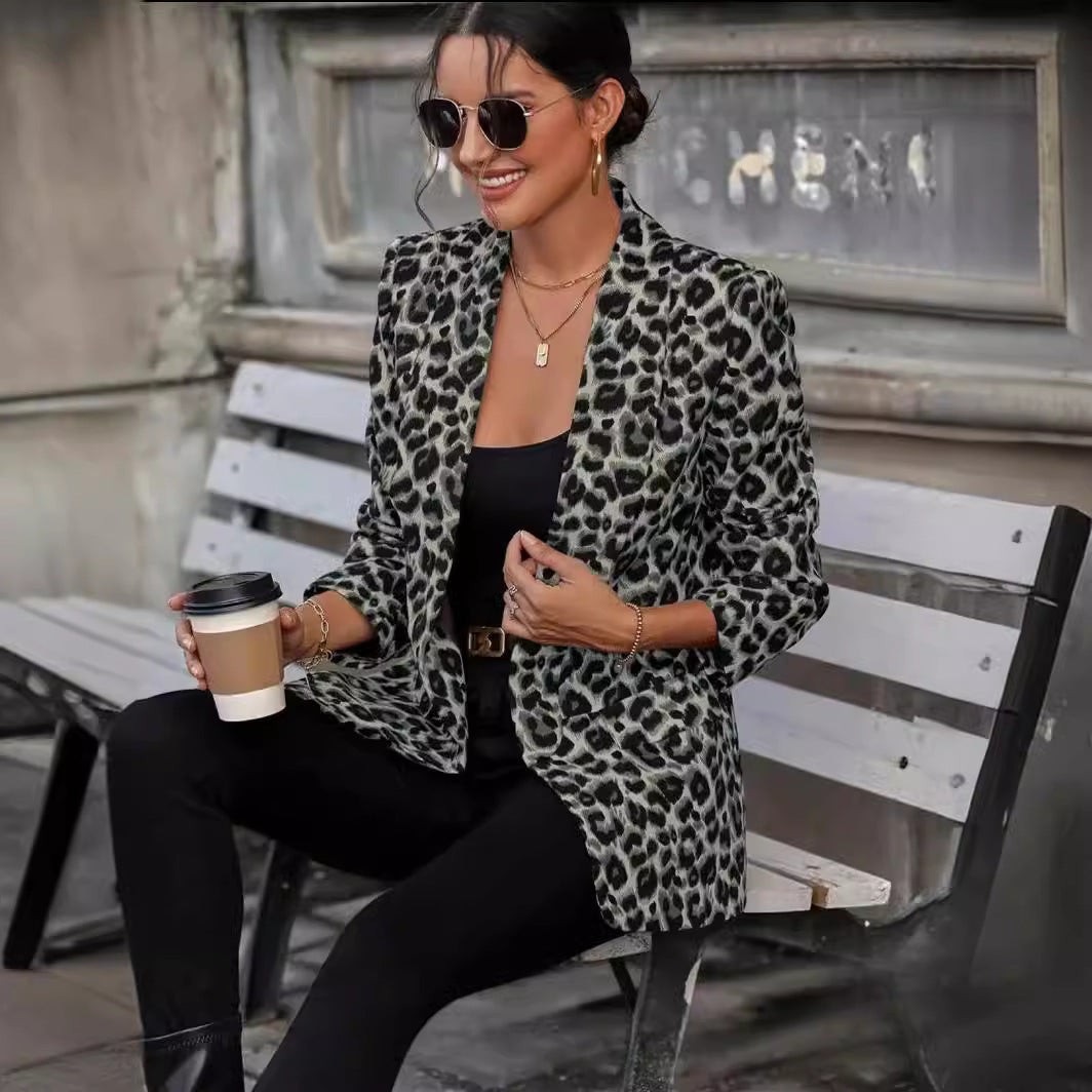 Leopard Print Suit Coat Top Ins