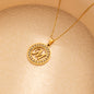 Stainless Steel Round Diamond English Letter Pendant Necklace