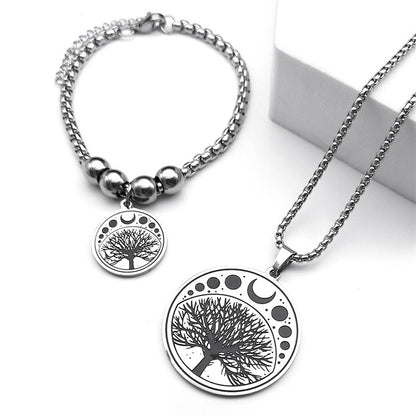 Round Stainless Steel Tree Of Life Pendant