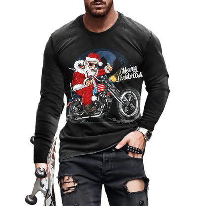 3D Digital Printing Holiday Atmosphere Round Neck Long-sleeved Shirt