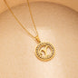 Stainless Steel Round Diamond English Letter Pendant Necklace