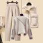 New Women's Thickened Vest Turtleneck Knitting Sweater Baggy Pants Three-piece Set