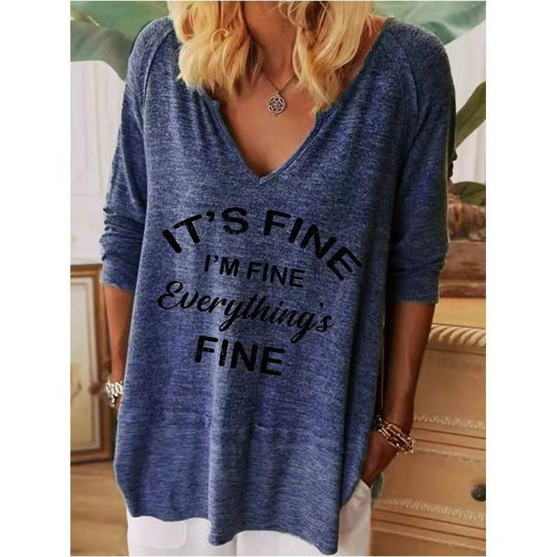 Explosive Letter Long Sleeve T Shirt Bottom Top