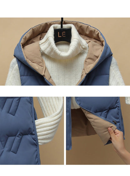 Double-sided Vest Women's Winter Mid-length Vest Korean Style Autumn And Winter Down Cotton Vest Thick Coat