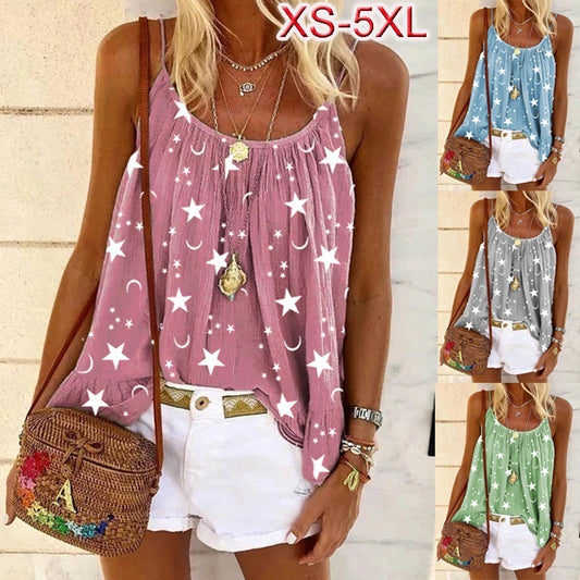 V-neck Printed Vest Camisole Top For Women