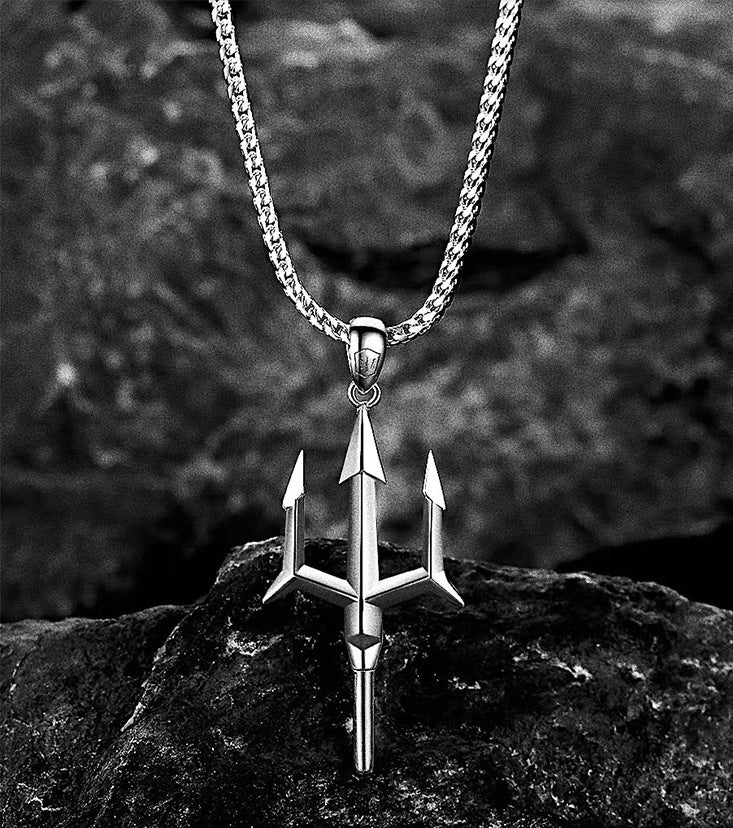 Fashion Stainless Steel Small Trident Necklace Ornament