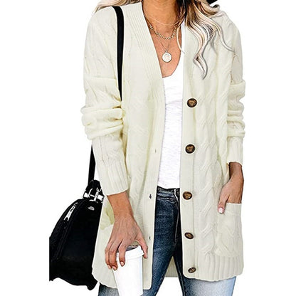 Autumn And Winter Women's Casual Knitted Button Coat