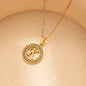 Stainless Steel Round Diamond English Letter Pendant Necklace