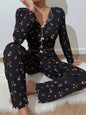 Home Wear Casual Printed Trousers Long Sleeve European And American Suitable For Daily Wear Two-piece Set