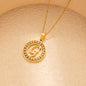 Stainless Steel Round Diamond English Letter Pendant Necklace