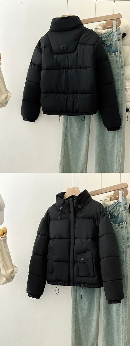 Stand Collar Fashion Korean Version Height-thickened Small Bread Coat