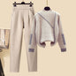 New Women's Thickened Vest Turtleneck Knitting Sweater Baggy Pants Three-piece Set