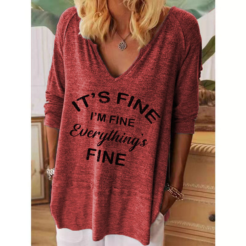 Explosive Letter Long Sleeve T Shirt Bottom Top