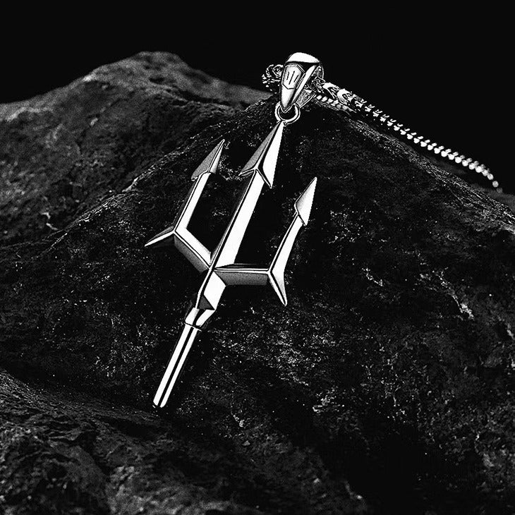 Fashion Stainless Steel Small Trident Necklace Ornament